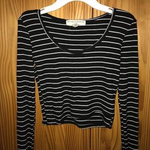 Striped long sleeved crop top